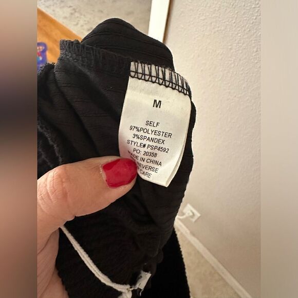 Polagram Well Made Waffle Black Waist Tie Pants Sz M - Picture 10 of 11